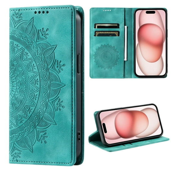 Dteck Flip Wallet Case for Samsung Galaxy Note 10 Plus, Embossed Leather Magnetic Folio Cover with Card Holder,Kickstand - TPU Shockproof Durable Protective Phone Case,Green