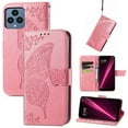 thumbnail image 1 of Dteck Flip Wallet Case for T-Mobile Revvl 6 5G, 3D Butterfly Embossed PU Leather Magnetic Folio Cover with Card Holder Kickstand, TPU Shockproof Durable Protective Phone Case,Pink, 1 of 6