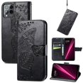 thumbnail image 1 of Dteck Flip Wallet Case for T-Mobile Revvl 6 Pro 5G, 3D Butterfly Embossed PU Leather Magnetic Folio Cover with Card Holder Kickstand, TPU Shockproof Durable Protective Phone Case,Black, 1 of 5