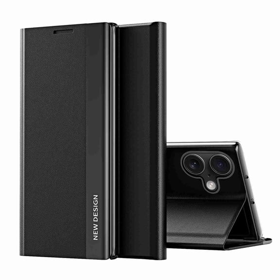 Dteck Flip Wallet Case for iPhone 16 Plus Phone Case, PU Leather PC Bumper Magnetic Folio Kickstand Cover for Boy Girl Women Men, Black