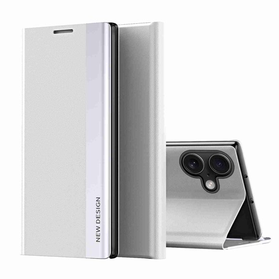 Dteck Flip Wallet Case for iPhone 16 Plus Phone Case, PU Leather PC Bumper Magnetic Folio Kickstand Cover for Boy Girl Women Men, White