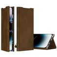 thumbnail image 1 of Dteck Flip Wallet Case for iPhone 15 Pro Max, Slim Leather Magnetic Folio Cover with Card Holder, Kickstand Hard PC Back Shockproof Durable Protective Phone Case,Brown, 1 of 6