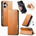 thumbnail image 1 of Dteck Flip Wallet Case for iPhone 16 Plus,Leather Magnetic Folio Cover with Card Holder Kickstand Shockproof TPU Full Body Protective Phone Case,Brown, 1 of 7