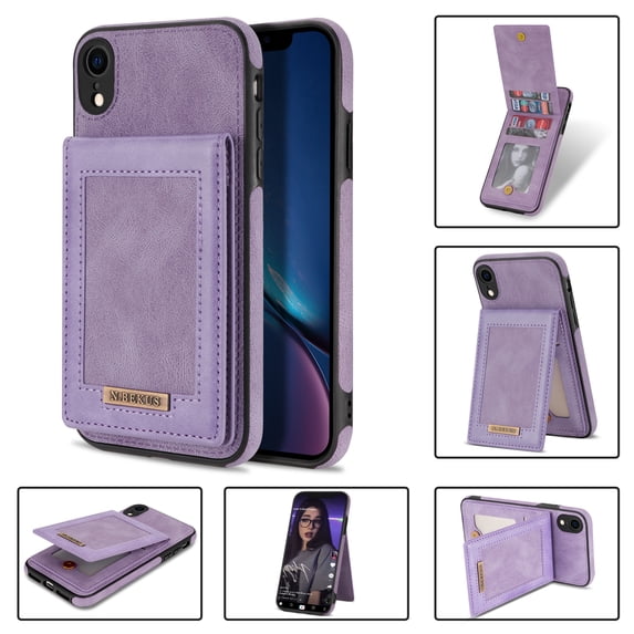 Dteck Flip Wallet Case for iPhone XR 6.1 inch,Luxury PU Leather Multi-functional Card Slot Case Holder Kickstand Shockproof Cover.For iPhone XR,Purple