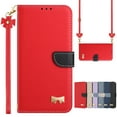 thumbnail image 1 of Dteck Flip Wallet Case for iPhone XS/X, Metal Butterfly PU Leather Magnetic Folio Cover with Card Holder, TPU Shockproof Durable Protective Phone Case with Lanyard Wrist Strap,Red, 1 of 7