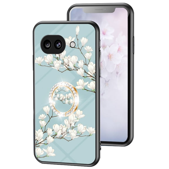 Dteck Flower Pattern Case for Google Pixel 10A,  Pixel 10A Case with Built-in 360 Rotatable Ring Holder Kickstand Slim Shockproof Bumper Phone Cover,Mint