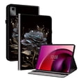 thumbnail image 1 of Dteck Flower Pattern Case for Lenovo Tab M11 11-inch TB330FU TB330XU 2024,PU Leather Card Slots Case with Multi-Angle Viewing Shockproof Stand Full Body Protection Cover,Black Flower, 1 of 5