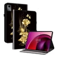 thumbnail image 1 of Dteck Flower Pattern Case for Lenovo Tab M11 11-inch TB330FU TB330XU 2024,PU Leather Card Slots Case with Multi-Angle Viewing Shockproof Stand Full Body Protection Cover,Gold Flower, 1 of 5