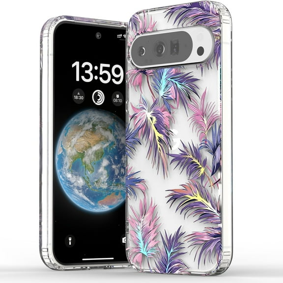 Dteck Flower Patterned Case for Google Pixel 10 Pro XL,Shockproof TPU+PC Case Back Cover for Google Pixel 10 Pro XL ,Purple