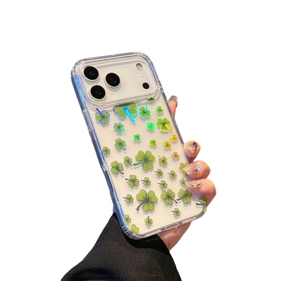 Dteck Flower Patterned Case for iPhone 17 Pro,Shockproof TPU+PC Case Back Cover for iPhone 17 Pro ,Green