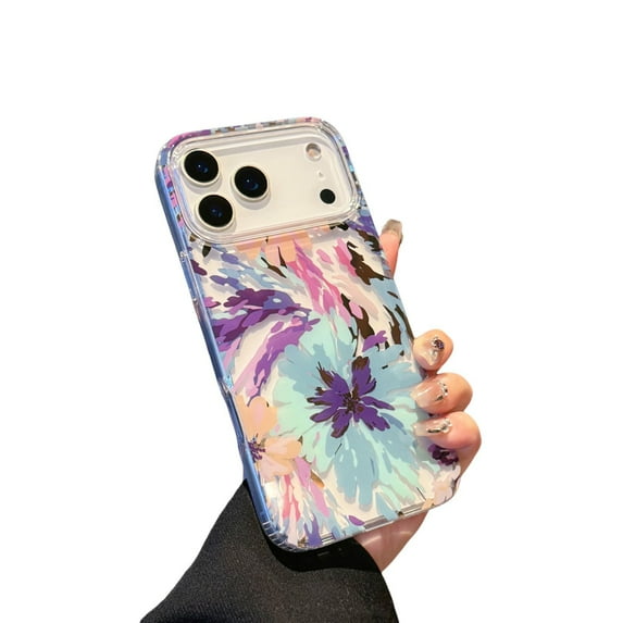 Dteck Flower Patterned Case for iPhone 17 Pro,Shockproof TPU+PC Case Back Cover for iPhone 17 Pro ,Mint Flower