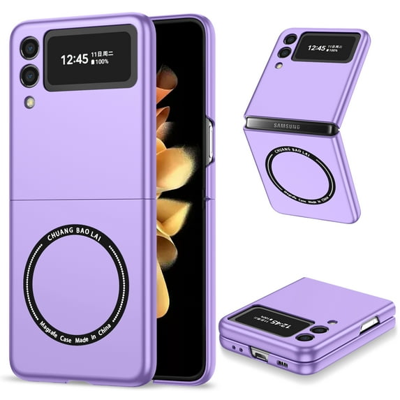 Dteck Folding Slim Case for Samsung Galaxy Z Flip 3 Non-Slip Anti-Scratch Anti-Fingerprint Shockproof Magnetic MagSafe Case For Samsung Galaxy Z Flip 3,Purple