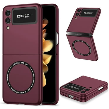 Dteck Folding Slim Case for Samsung Galaxy Z Flip 3 Non-Slip Anti-Scratch Anti-Fingerprint Shockproof Magnetic MagSafe Case For Samsung Galaxy Z Flip 3,Winered