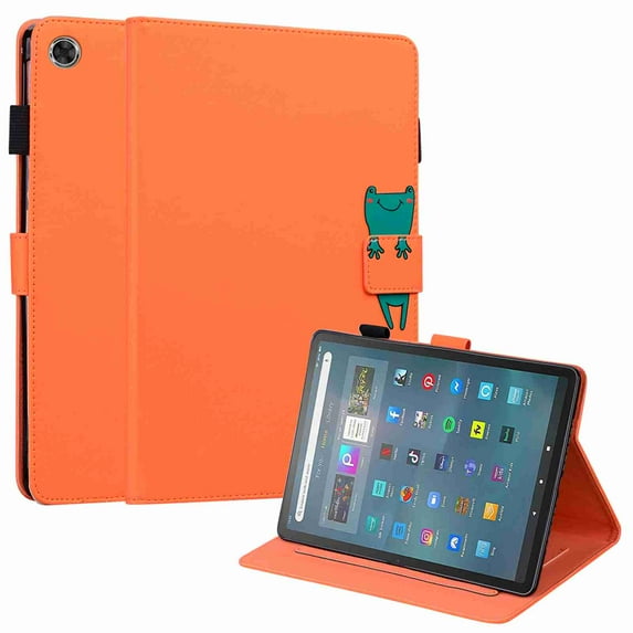Dteck Folio Case for Amazon Fire Max 11 (13th Generation, 2023 Release), Premium Vegan Leather Wallet Card Holder Slim Fit Folding Stand Cover for Fire 11 Max Tablet with Pen Holder,Orange