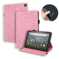 thumbnail image 1 of Dteck Folio Case For Amazon Kindle Fire HD 8 (10th Generation) / HD 8 Plus 2020 Tablet, Muilt-angle Viewing Stand Embossed PU Leather Folio Flip Case with Built-in Card Slots, Pink, 1 of 6