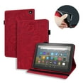thumbnail image 1 of Dteck Folio Case For Amazon Kindle Fire HD 8 (10th Generation) / HD 8 Plus 2020 Tablet, Muilt-angle Viewing Stand Embossed PU Leather Folio Flip Case with Built-in Card Slots, Red, 1 of 6