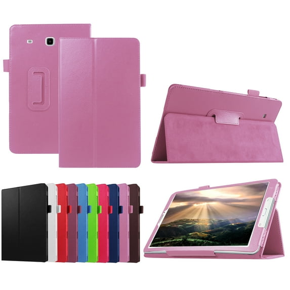 Dteck Folio Case For Samsung Galaxy Tab E 9.6, Slim Leather Lightweight Stand Cover For Tab E/Tab E Nook 9.6-Inch Tablet(SM-T560/T561/T565 & SM-T567V Verizon 4G LTE Version) - pink