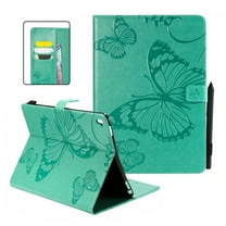 Dteck Folio Case For iPad Pro 9.7 inch, Lightweight Embossed Butterfly PU Leather Flip Stand Case Cover with Card/Stlylus Holder,Green