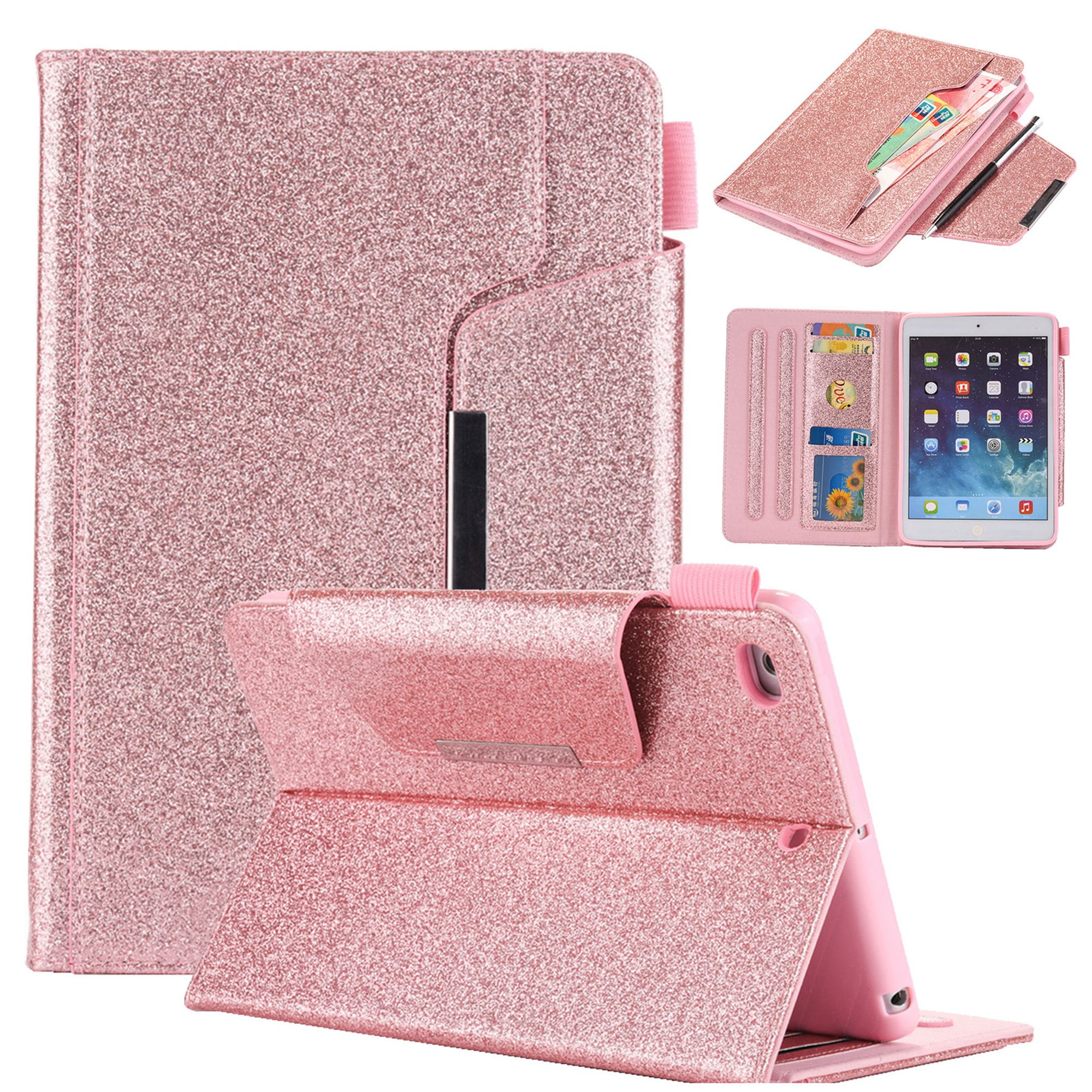Dteck Folio Case For iPad mini 5 / iPad mini 4 / iPad mini 3 / iPad mini 2  / iPad mini, Glitter Premium Leather Multifunction Wallet Case Magnetic