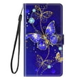 thumbnail image 1 of Dteck Folio Case for Google Pixel 7 Pro with Wrist Strap, Cute Stylish Pattern Magnetic Closure Flip Stand Case with Card Slots Pocket, Blue Butterfly, 1 of 6