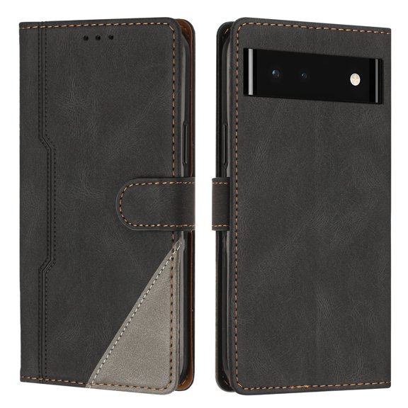 Dteck Folio Case for Google Pixel 7A Wallet Phone Case with Card Slots PU Leather Flip Protective Cover with Wrist Strap for Google Pixel 7A 6.1 Inch 2023,Black