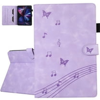 Dteck Folio Case for Samsung Galaxy Tab A 10.5" 2018 SM-T590/T595, Multi-Angle Viewing Stand PU Leather Embossed Butterfly Soft TPU Back Cover with Card Slots & Pencil Holder,Purple