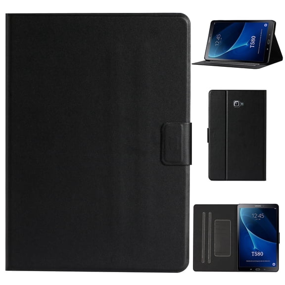 Dteck Folio Case for Samsung Galaxy Tab A 10.1 2016 SM-T580 T585 (No S Pen version), Slim Fit Book Cover Design Multi-Angle Stand PU Leather Case Cover, Black