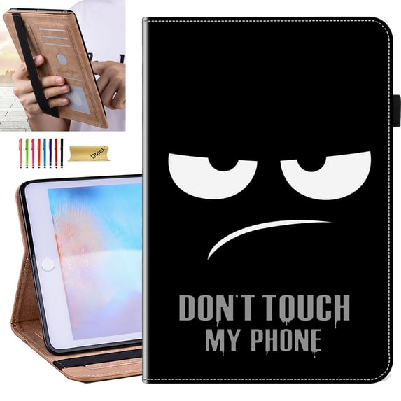 Dteck Folio Case for Samsung Galaxy Tab A 9.7 Inch 2015 Model SM-T550/T555, Multi-Angle Viewing Protective Stand Cover with Pencil Holder & Card Holder & Elastic Strap,Don't Touch