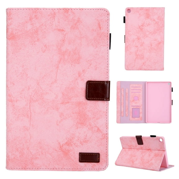 Dteck Folio Case for Samsung Galaxy Tab A7 10.4" 2020 SM-T500 T505, Slim Fit PU Leather Multi-angle Viewing Stand Shockproof Case Built-in Card Slots Cover, Pink