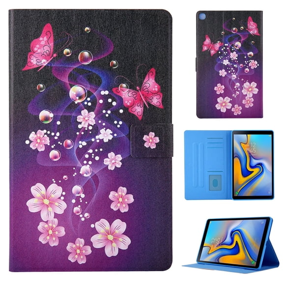 Dteck Folio Case for Samsung Galaxy Tab A7 10.4" 2020 SM-T500 T505, Slim Fit PU Leather Multi-angle Viewing Stand Shockproof Case Built-in Card Slots Cover,38# Pink Butterfly