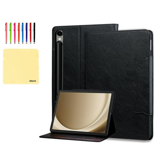 Dteck Folio Case for Samsung Galaxy Tab S10 FE Plus 13.1" 2025 Released, Shockproof Premium PU Leather Multiple Angles Stand Cover with Card Slots Case, Black
