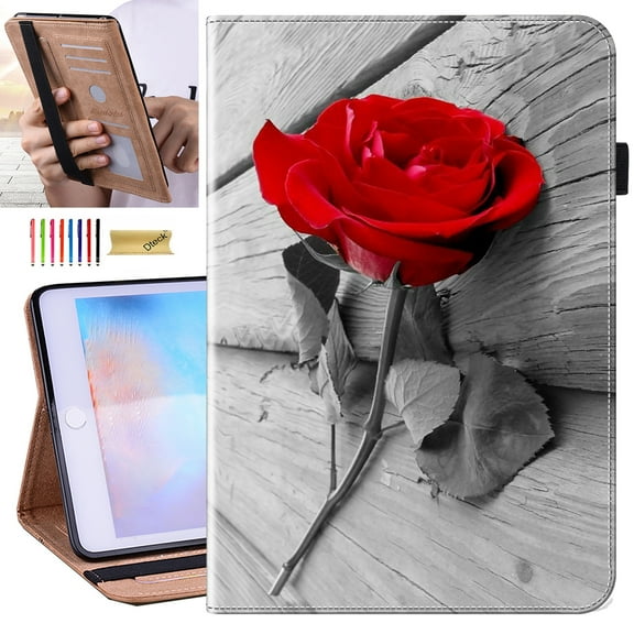 Dteck Folio Case for Samsung Galaxy Tab S5e 10.5 Inch 2019 Model SM-T720/T725, Multi-Angle Viewing Protective Stand Cover with Pencil Holder & Card Holder & Elastic Strap,Rose