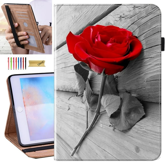 Dteck Folio Case for Samsung Galaxy Tab S5e 10.5 Inch 2019 Model SM-T720/T725, Multi-Angle Viewing Protective Stand Cover with Pencil Holder & Card Holder & Elastic Strap,Rose