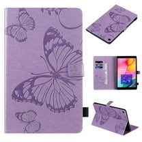 Dteck Folio Case for Samsung Galaxy Tab S6 Lite 10.4-inch 2020 SM-P610 P615, Embossed Butterfly PU Leather Folio Stand Case with Card Holders Cover, Purple Butterfly