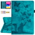 thumbnail image 1 of Dteck Folio Case for Samsung Galaxy Tab S9 / S9 FE / S8 / S7 Tablet, Cute Cat & Butterfly Pattern PU Leather Card Holder Folio Cover with Pencil Holder, Multi-Angle Viewing Stand,Green, 1 of 6