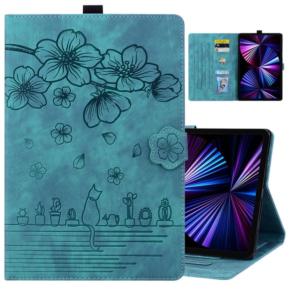 Dteck Folio Case for Amazon Fire HD 10 Tablet (11th Generation, 2021 Released), Embossed PU Leather Stand Cover with Card Slots,Green