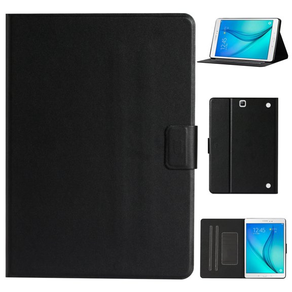 Dteck Folio Case for Samsung Galaxy Tab A 9.7 2015 SM-T550 T555, Slim Fit Book Cover Design Multi-Angle Stand PU Leather Case Cover, Black