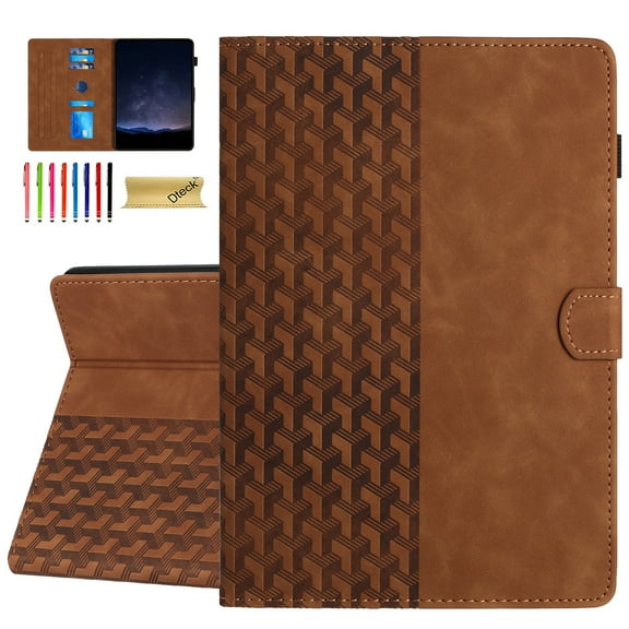 Dteck Folio Case for Samsung Galaxy Tab A9 Plus 11 Inch, Embossed PU Leather Flip Stand Protective Cover for Samsung Galaxy Tab A9 Plus / A9+,Brown