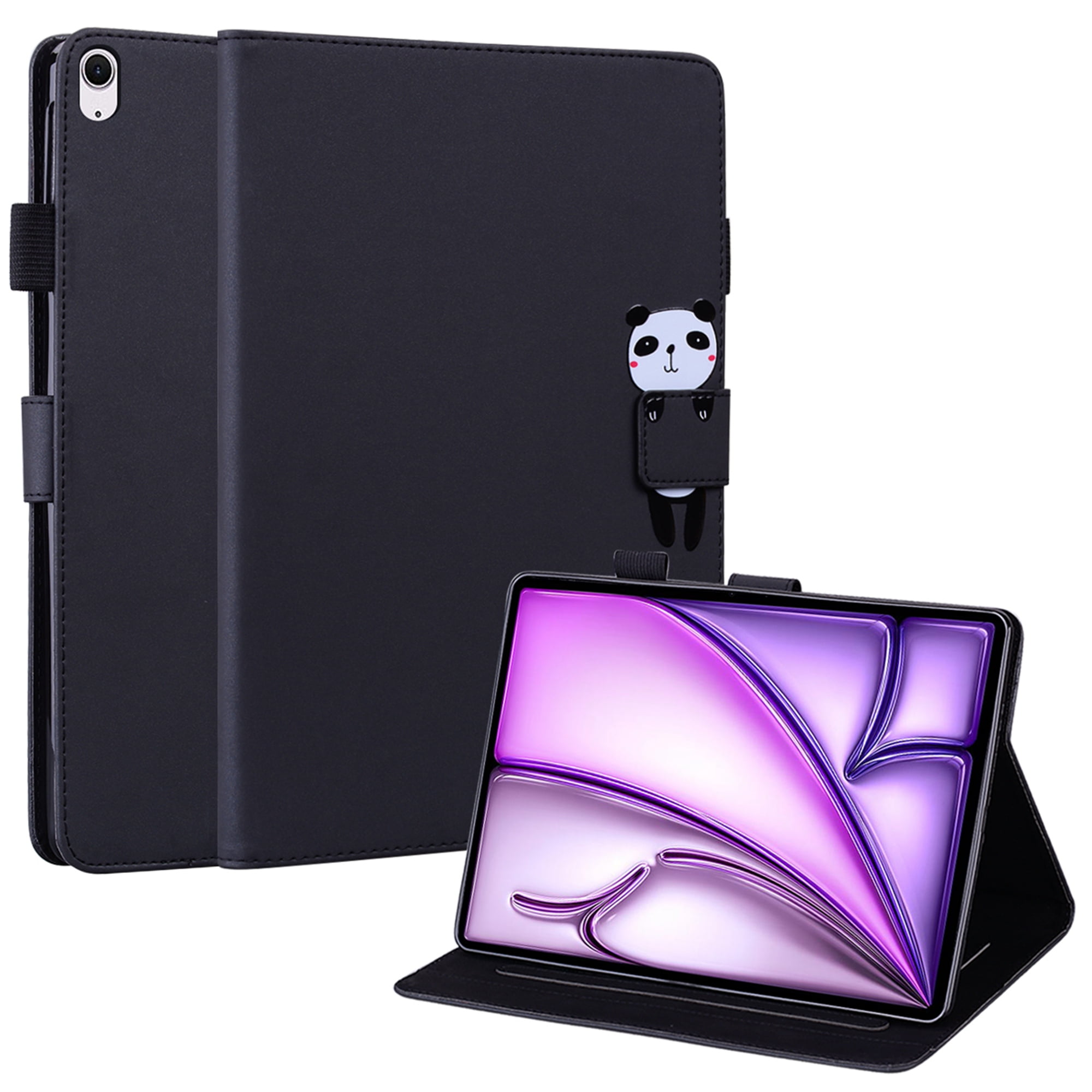 Dteck Folio Case for iPad Air 13-inch (M3/M2) 2025/2024, Multi-Angle Viewing Protective Stand Cover with Pencil Holder & Card Holder,Black