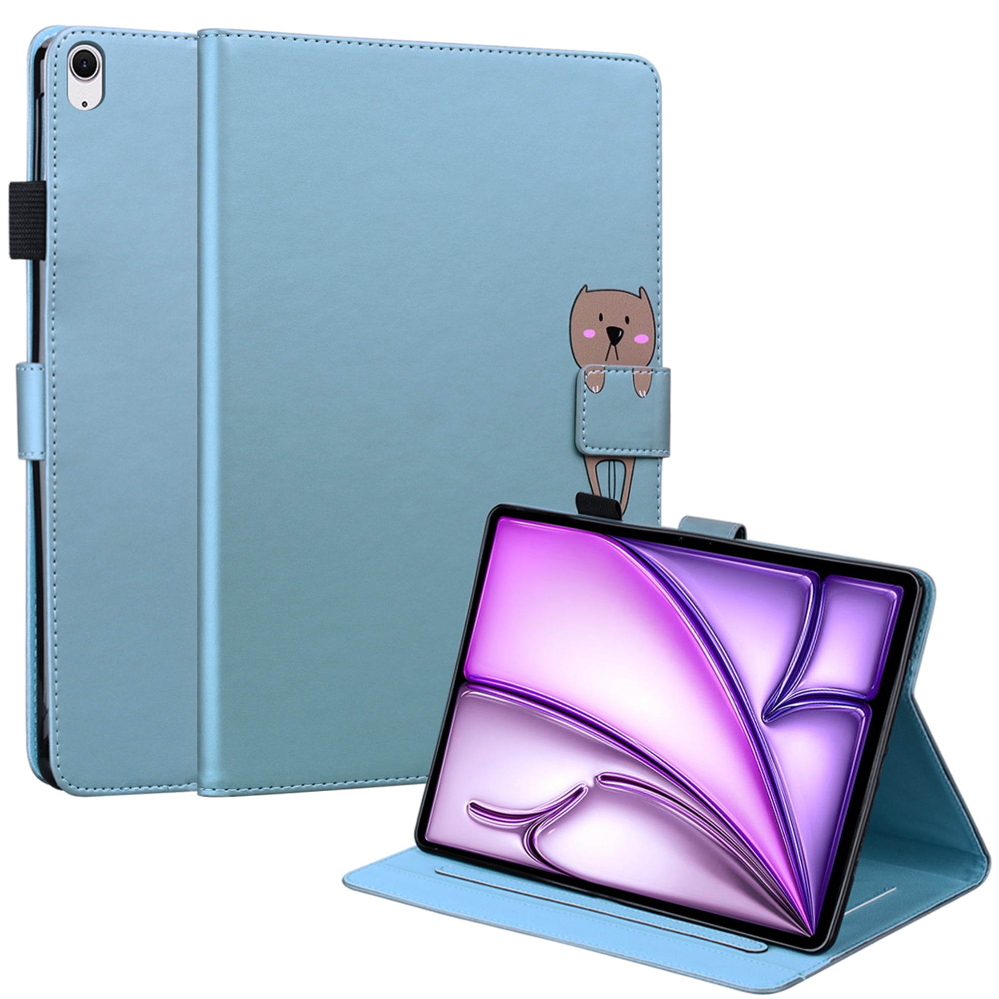Dteck Folio Case for iPad Air 13-inch (M3/M2) 2025/2024, Multi-Angle Viewing Protective Stand Cover with Pencil Holder & Card Holder,Blue