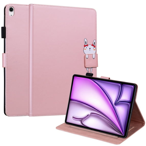 Dteck Folio Case for iPad Air 13-inch (M3/M2) 2025/2024, Multi-Angle Viewing Protective Stand Cover with Pencil Holder & Card Holder,Pink