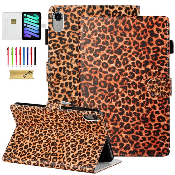 Dteck Folio Case for iPad 10th Generation 10.9 Inch 2022, Slim Cute Pattern Flip Stand Case Auto Wake Sleep Smart Cover for iPad 10th Gen, Yellow Leopard Print