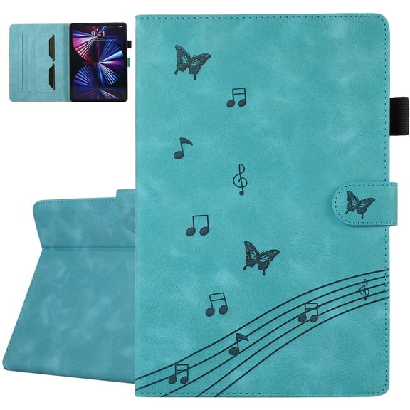 Dteck Folio Case for iPad 10th Generation 10.9 Inch, Multi-Angle Viewing Stand PU Leather Embossed Butterfly Soft TPU Back Cover with Card Slots & Pencil Holder Anto Sleep/Wake,Blue