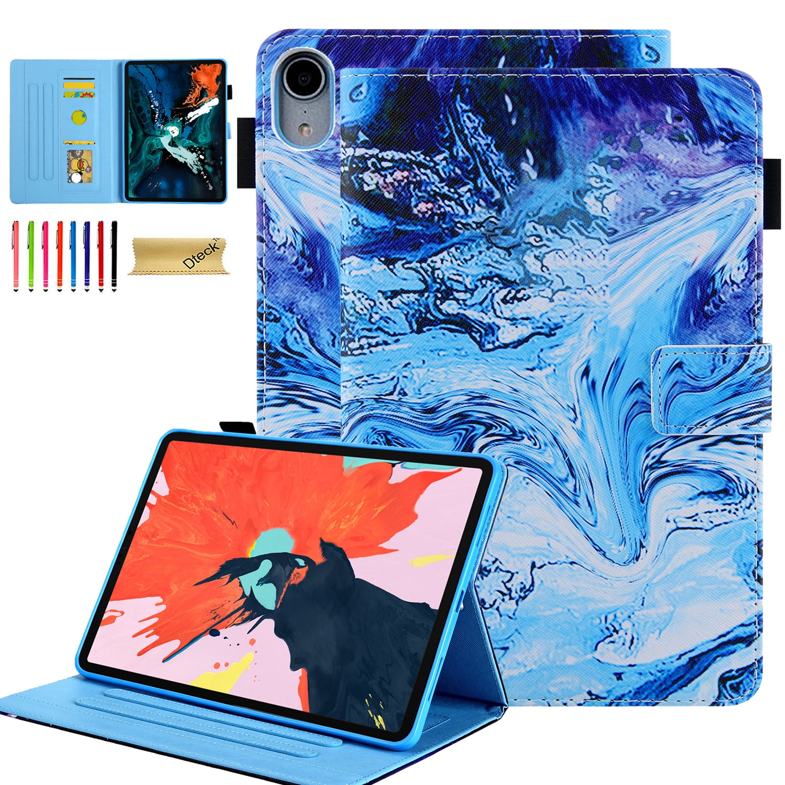 Dteck Folio Case for iPad 10th Generation 2022, Multi-Angle Stand Auto Wake Sleep Smart Cover w/Pencil Holder & Card Slots for Apple iPad 10th Gen 10.9 inch, Blue