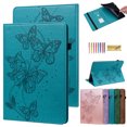 thumbnail image 1 of Dteck Folio Case for iPad Pro 11 2022/2021/2020/2018, iPad Air 5 Case, iPad Air 4 Case, Embossed Butterfly PU Leather Flip Stand Auto Wake Sleep Smart Cover with Card Slots Elastic Strap, Blue, 1 of 8