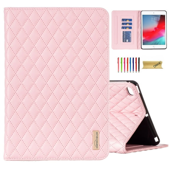 Dteck Folio Case for iPad mini 7.9", iPad mini 5 Case / iPad mini 4 Case / iPad mini 3 Case / iPad mini Case, Soft PU Leather Folio Cover with Card Holder, Pink