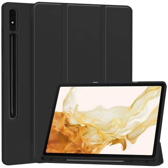 Dteck Folio Flip Case for Samsung Galaxy Tab S9 Plus 12.4 Inch with Built-in S Pen Holder - Slim Stand Smart Cover with Auto Sleep/Wake Multi-Angle Viewing Protective Case, Black