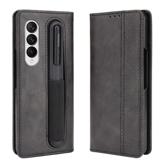 Dteck Folio Flip Case for Samsung Galaxy Z Fold4 with S Pen Slot, Full Body Shockproof Cover,Black