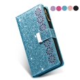 thumbnail image 1 of Dteck Folio Wallet Case For Samsung Galaxy A71 5G SM-A716, Luxury Bling Glitter PU Leather Case with Stand / Zipper Purse / 9 Card Slots / Magnetic Closure Cover with Hand Strap, Blue, 1 of 7