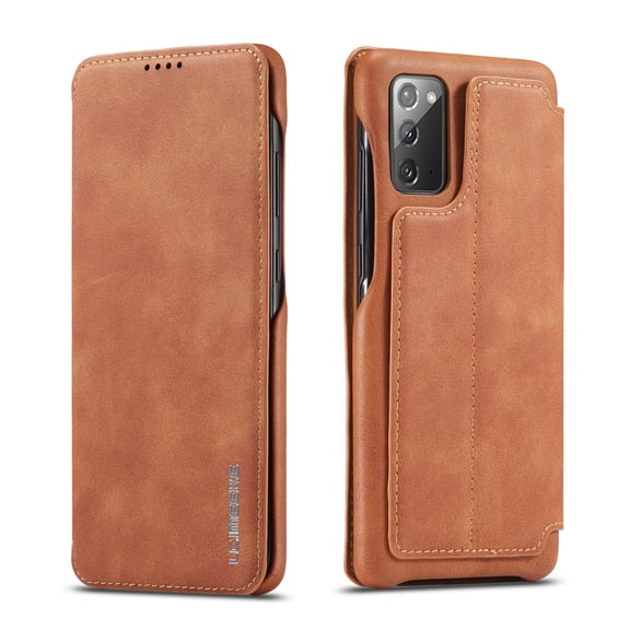 Dteck Folio Wallet Case For Samsung Galaxy Note 20 / Note 20 5G, Lightweight PU Leather Magnetic Flip Stand Case Hard Protective Cover,Brown